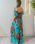 VESTIDO LONGO VISCOLINHO LASTEX NO BUSTO ESTAMPADO - AZUL - comprar online