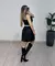 VESTIDO CURTO COURO ECO ALÇA FINA COM REGULAGEM - PRETO - comprar online