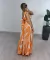 VESTIDO MIDI ESTAMPADO VISCOLINHO DECOTE ALÇA COM BABADOS - LARANJA - comprar online