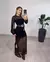 VESTIDO MIDI TULE COM MANGAS E FENDAS LATERAIS - PRETO