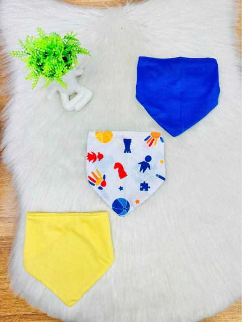 Kit c/3 Babadores (Bandana) de Bebê Menino