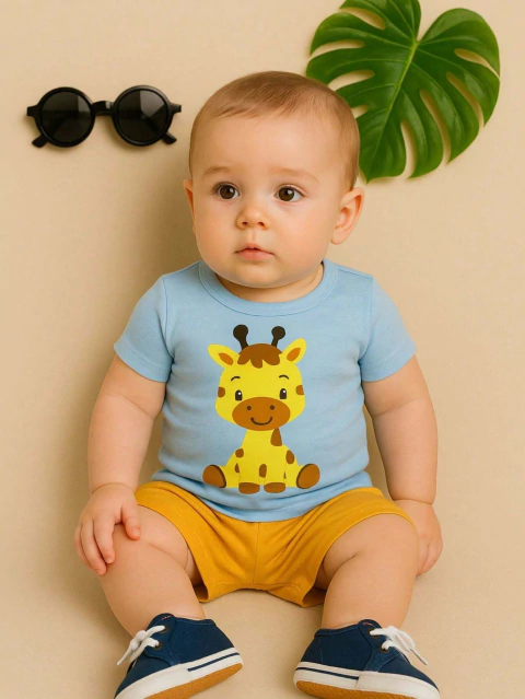 Conjunto Camisa + Shorts Menino Girafa