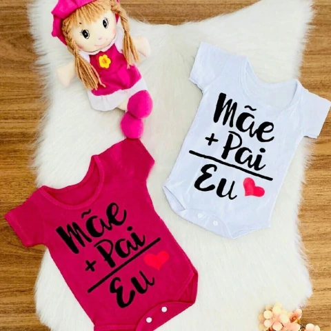 Body de Bebê Menina Pai e Mãe