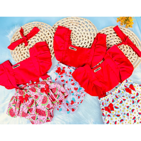 Romper Vermelho C/ Estampa