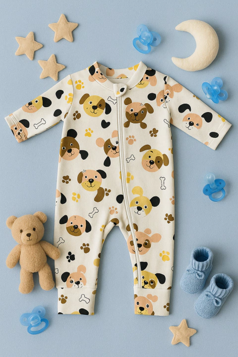 Macacão de Zíper Vira Pé Estampado