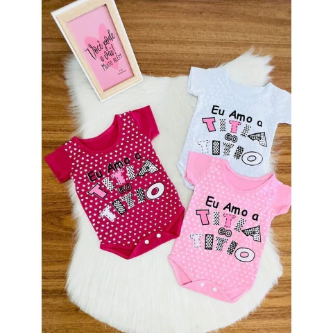 Body de Bebê Menina Titia e Titio
