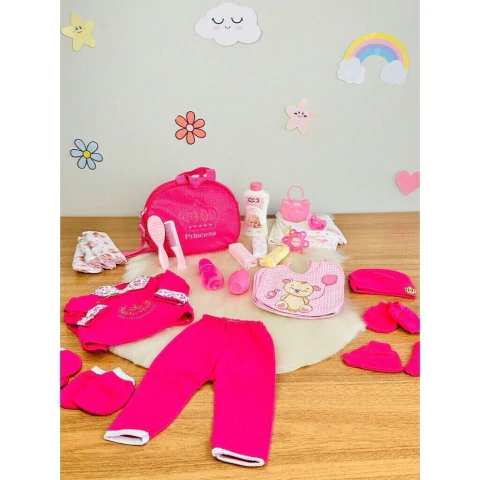 Kit Mamãe Bebê c/14 Itens para o Enxoval Pink - Maternidade