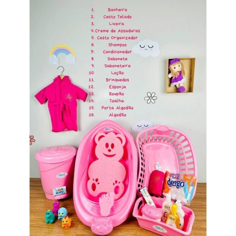 Kit Banho da Princesa c/ 16 Peças do Enxoval