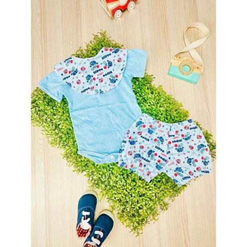 Conjunto c/ 3 Peças Body + Shorts + Bandana Gabriel