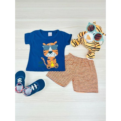 Conjunto de Bebê Camisa + Shorts Tigre de Óculos