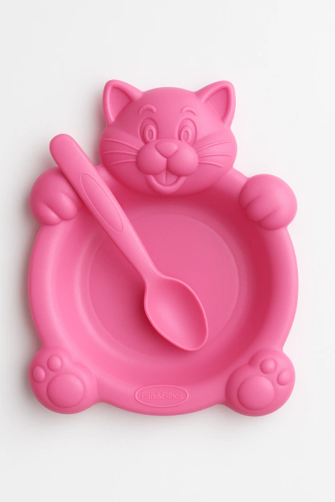 Kit Alimentação Pratinho + Colher de GATINHO PLASTIBABY - comprar online