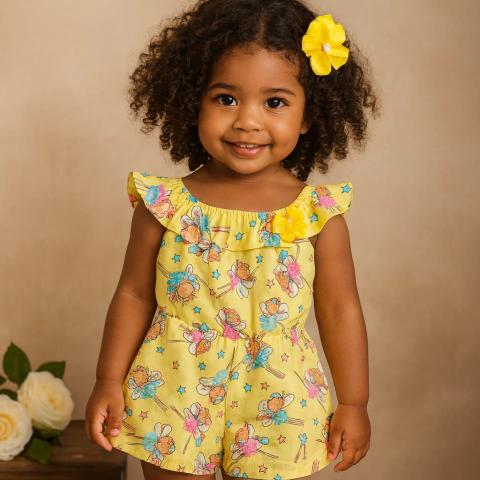 LINHA JUVENIL - Macacão Curto Estampado - Bianca Moura - Tomara Que Caia - comprar online