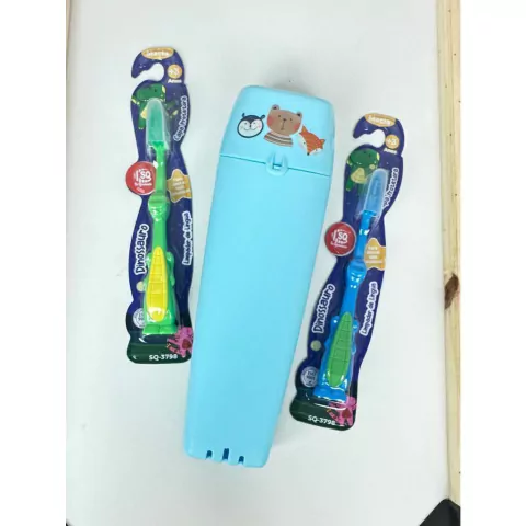 Kit 2 Escovas de Dente + Porta Escova de Dente