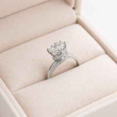 Anel Solitário Regulável Moissanite 11mm Prata 925 Alto Brilho