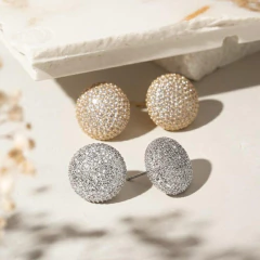 Brinco Bolota Cravejada Semijoia