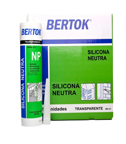 SILICONA NEUTRA TRANSPARENTE CARTUCHO 280 ML - BERTOK