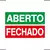 Placa De Sinalização Aberto/Fechado Frente e Verso 30x10