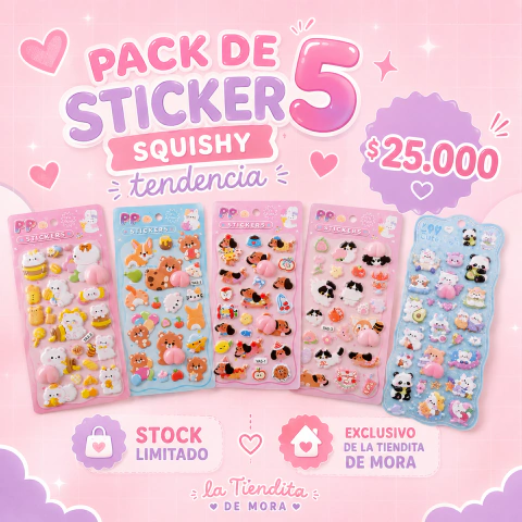 Pack sticker x 5 Squishy 