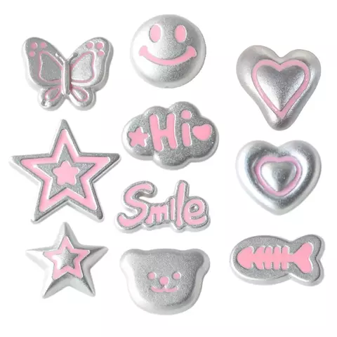Apliques x 10 rosa y plata - comprar online