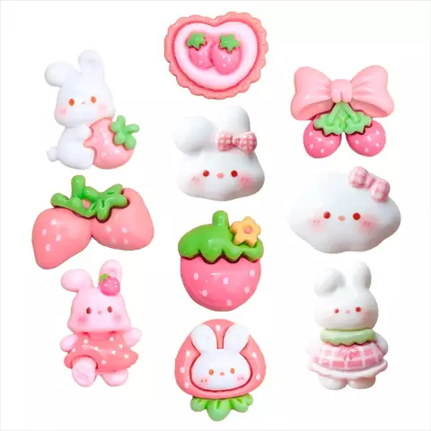 Apliques x 10 conejitos frutillitas - comprar online