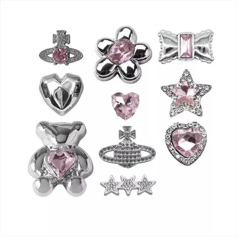 Apliques x Plata y rosa x 10 - comprar online