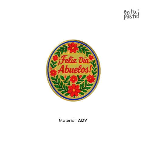 Feliz Día Abuelos Inspo Mosaico Ovalado - Charm o MiniTopper ADV con Acrílico Espejo Dorado - comprar en línea