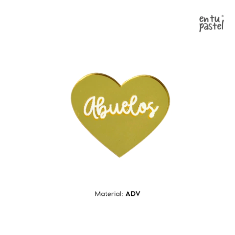 Abuelos Corazón - Charm o MiniTopper ADV con Acrílico Espejo Dorado - comprar en línea