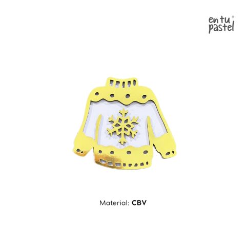 Sueter Navideño – Set de 5 Mini Charms 6 cm (CBV Blanco con Dorado Metálico) Inspo Navidad - comprar en línea