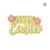 CakeTopper Happy Easter Flowers - CakeTopper Acrílico Amarillo Pastel Blanco Inspo Easter 10cm - comprar en línea