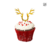 Cuernos de Venado Navideños para Cupcakes - 6 Piezas Acrílico Dorado Espejo - comprar en línea