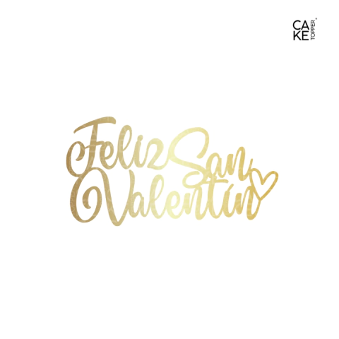 Feliz San Valentín - Caketopper en CBV Dorado Metálico