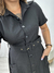 Vestido Midi de botões com cinto Preto 23721 na internet