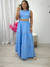 Vestido longo azul com cinto 23752 - comprar online