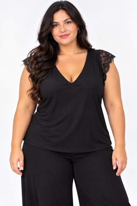 BLUSA MICROFIBRA PUNTILLA