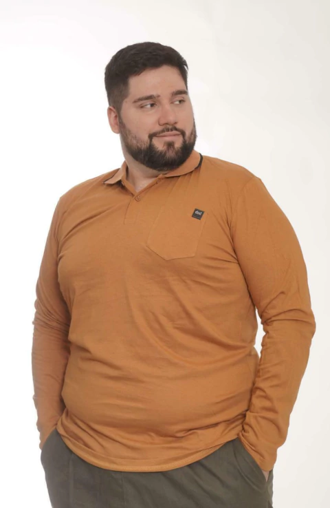 CHOMBA ALGODON CON BOLSILLO MANGA LARGA - Talle especial