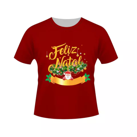 Arte Camiseta Natal Vermelho e Dourado