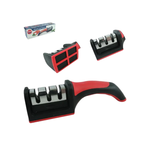 AMOLADOR DE FACA VERMELHO E PRETO 21CM