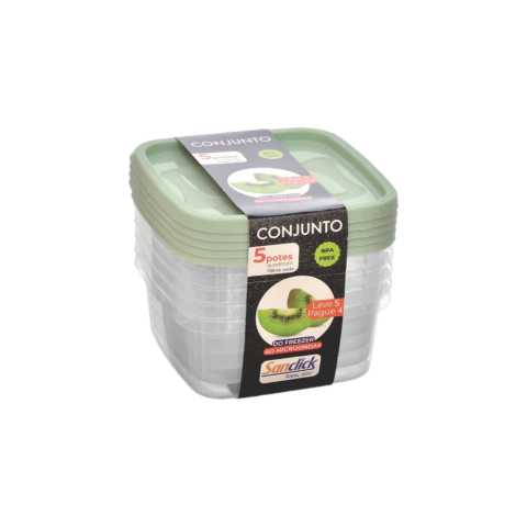 CONJUNTO 5 POTES GRADUADO QUADRADO 700ML