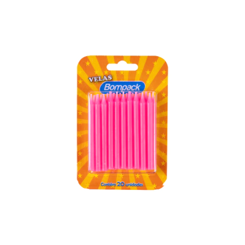 VELA PALITO BOMPACK ROSA C/20 UN