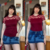 blusa bordô poá