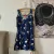 vestido azul floral (brechó) - Noventa Brechó - atual e vintage