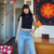 calça de cintura alta gap blue jeans na internet