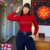 suéter vermelho de lã