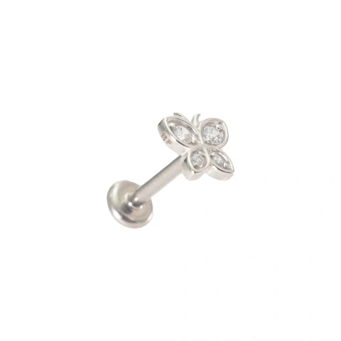 Labret com Topo Borboleta em Cobalto Cromo e Premium Zirconia™