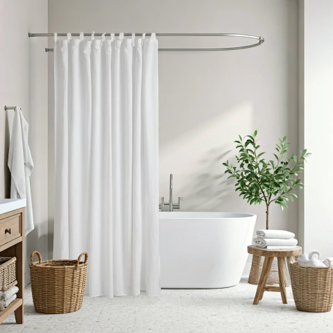 Cortina de Baño Alcoyana Prewashed con tiritas Blanca - comprar online