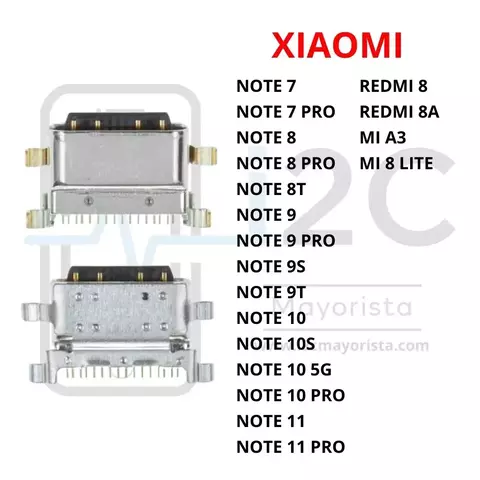 PIN DE CARGA XIAOMI NOTE 7-7 PRO-8-8 PRO-8T- 9-9 PRO-9S-9T-10-10S-10 5G-10 PRO-11-11 PRO /REDMI 8-8A / MI A3-8 LITE-10 LITE-9T
