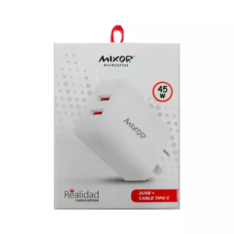 CARGADOR MIXOR M-009 REALIDAD 2 USB A + CABLE TIPO C 6.4A 45W - comprar online