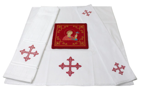 Conjunto de Alfaias para Altar Bordado São Sebastião I