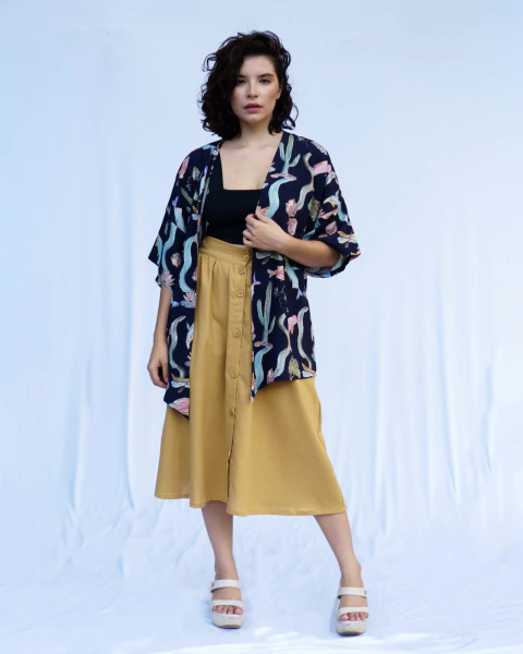 Saia Midi Capim Dourado