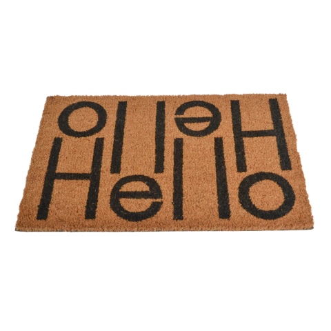 Felpudo Alfombra De Entrada Coco Natural Hello 45x75
